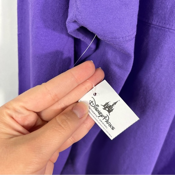 Disney Parks x Spirit Jersey Potion Purple Oversized Glitter Spellout Shirt NWT - Picture 5 of 6